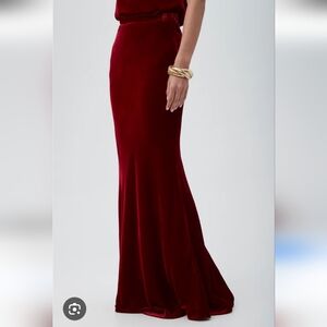 Elegant Red Velvet Maxi Skirt